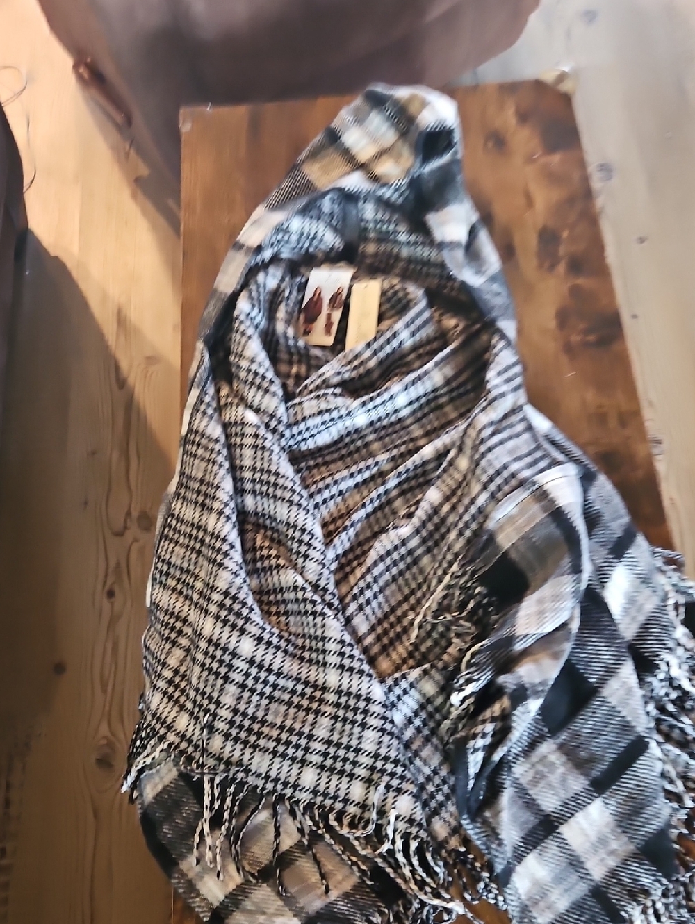 Black and White Plaid Fringe Wrap . Simply Noelle